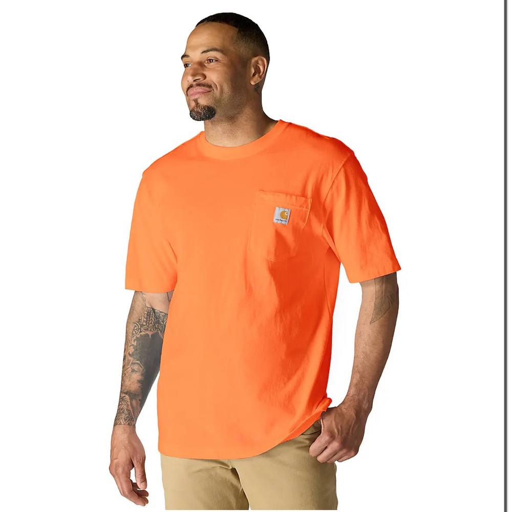 Carhartt Men's Bright Orange Loose Fit Heavyweight Short Sleeve Tee